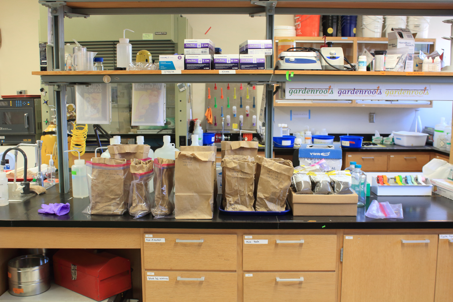 Soils air drying in the laboratory